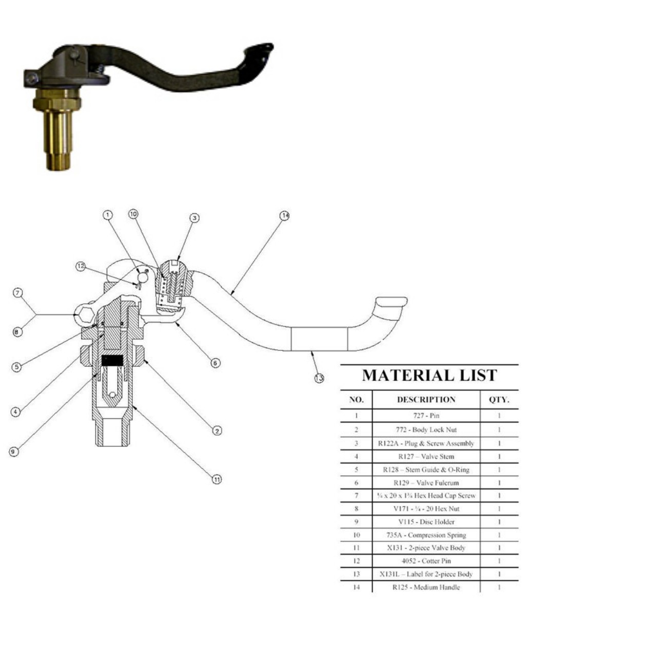 UB HEAD VALVE ASSEMBLY MODEL #R121